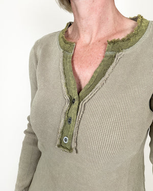olive green henley top