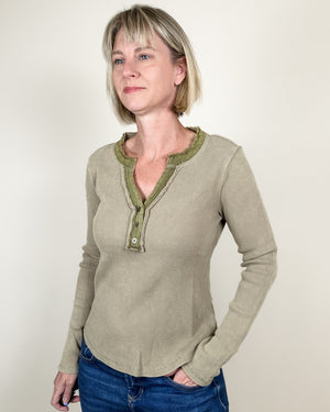 olive green henley top