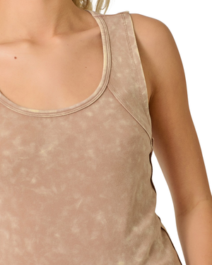 almond raw edge tank