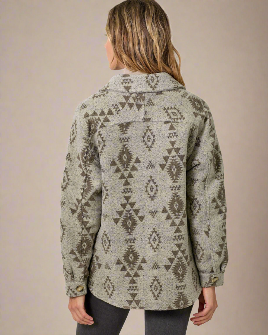 back of aztec shirt jacket