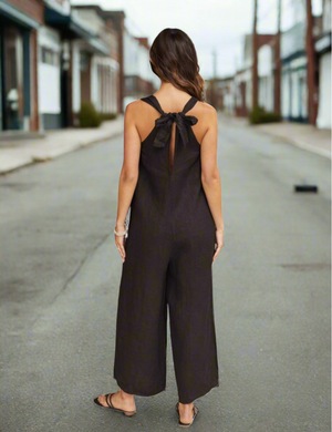 Italian Black Linen Jumpsuit