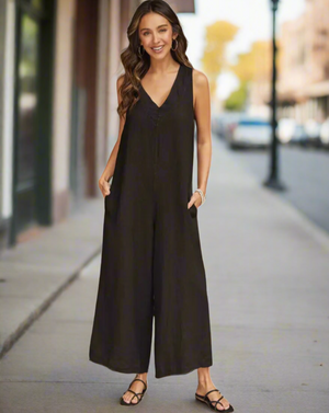 black linen jumpsuit