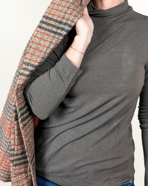 ash colored mock neck top
