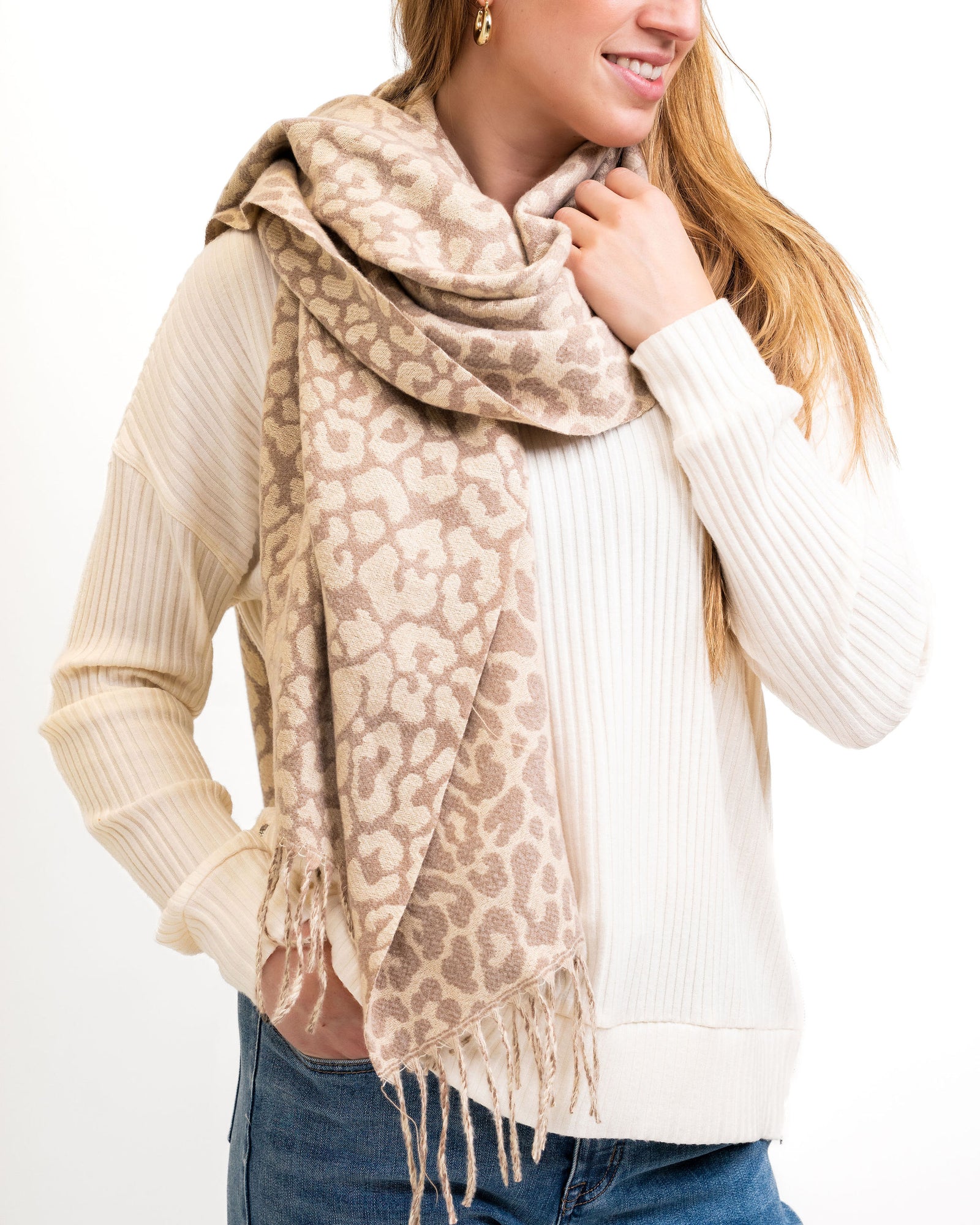 Ivory Leopard Scarf