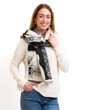 Khaki /Grey Animal scarf
