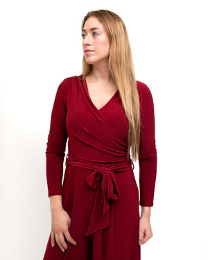 Burgundy Long sleeve jumpsuit