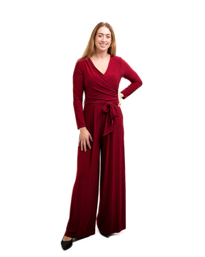 Burgundy Long sleeve jumpsuit