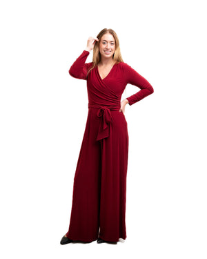 Burgundy Long sleeve jumpsuit