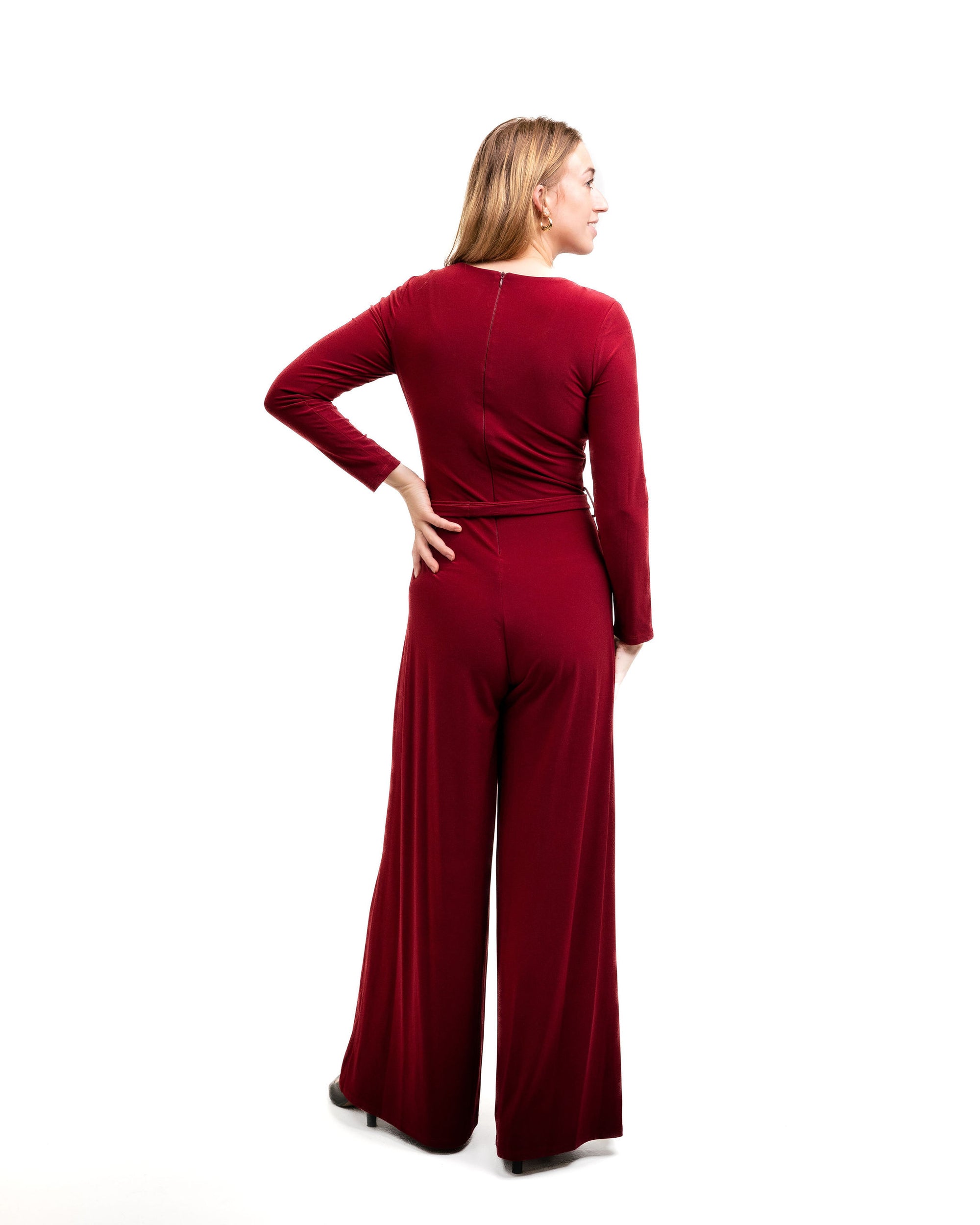 Burgundy Long sleeve jumpsuit