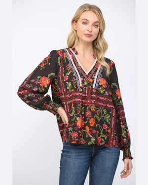 black contrast blouse