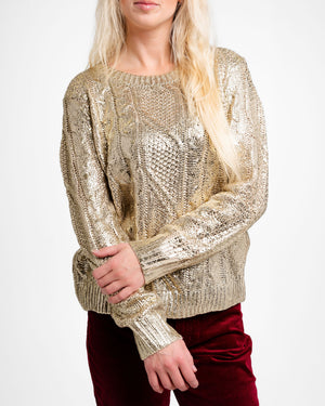 gold cable sweater