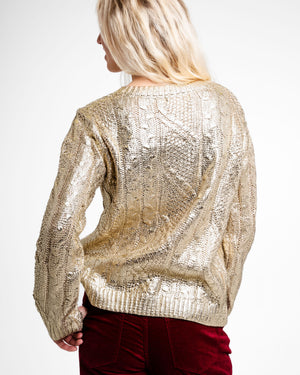 gold cable sweater back