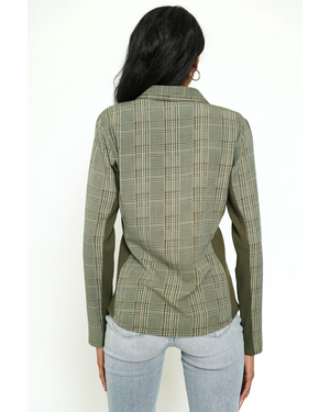 Green Plaid Mix Top