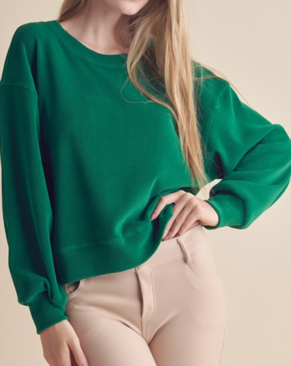 Green Corduroy Top