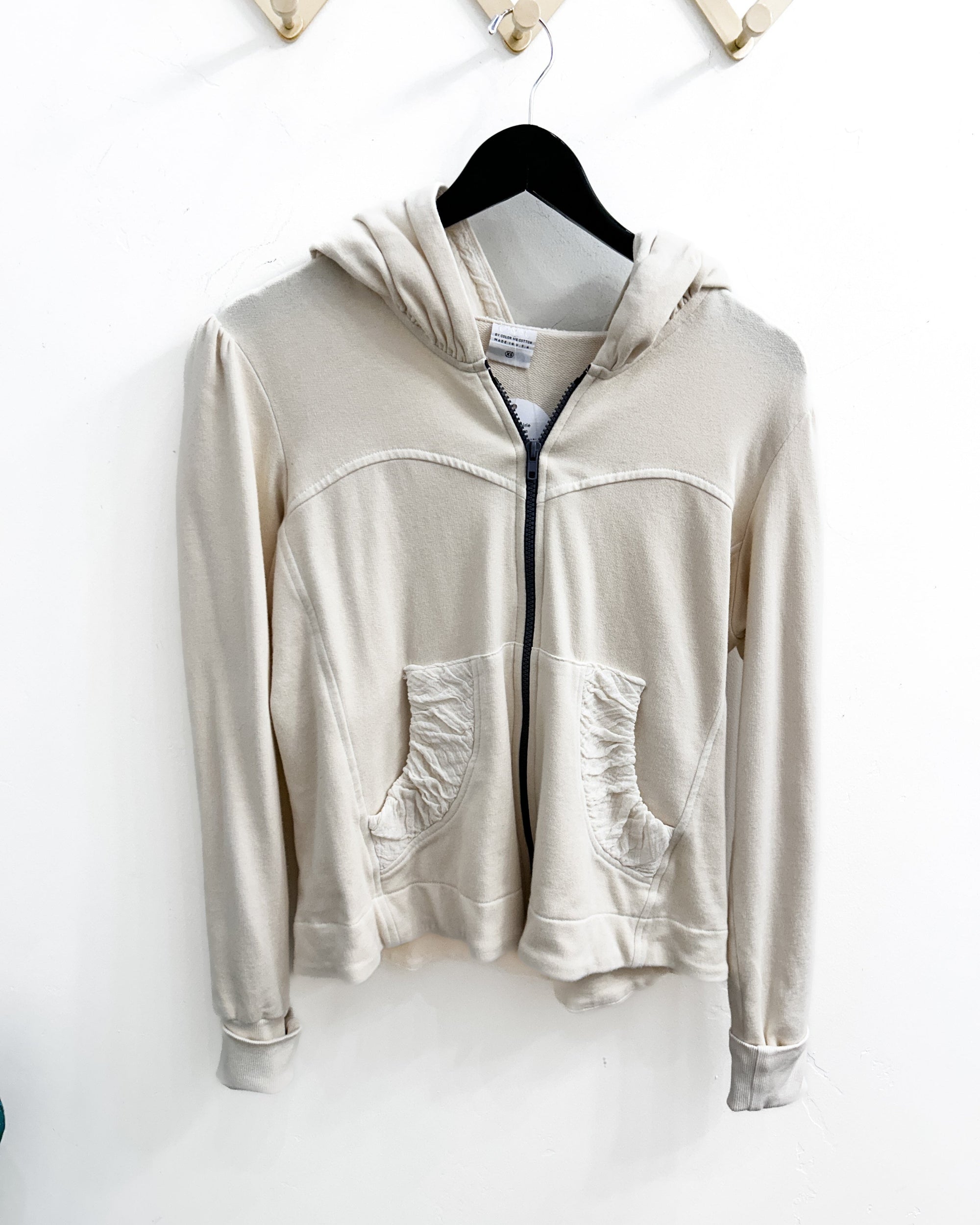 cream zip up hoodie