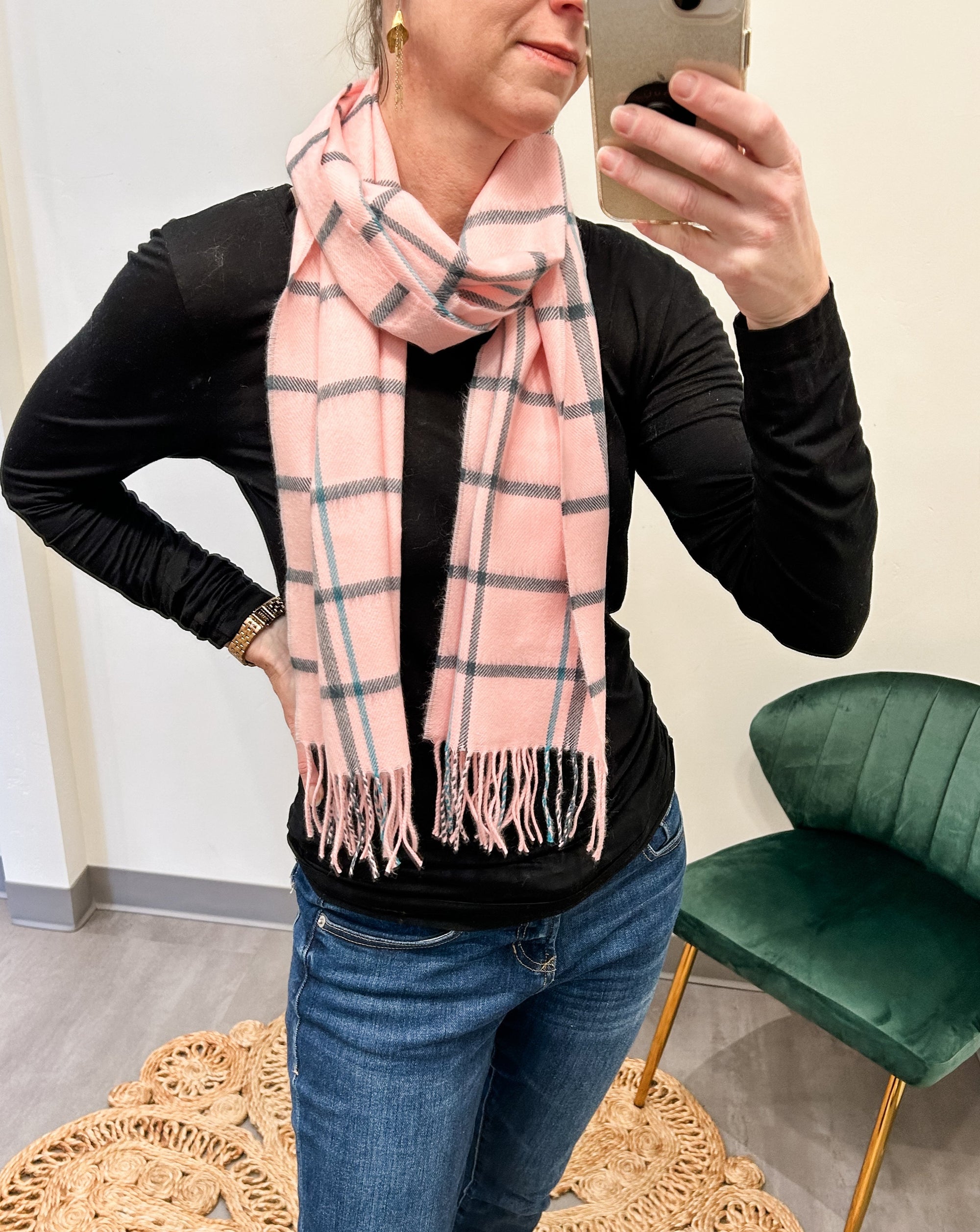 pink plaid cashemere scarf