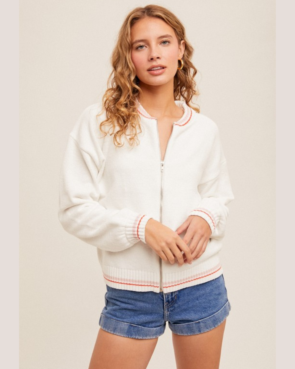 lovely zip up sweater jacket
