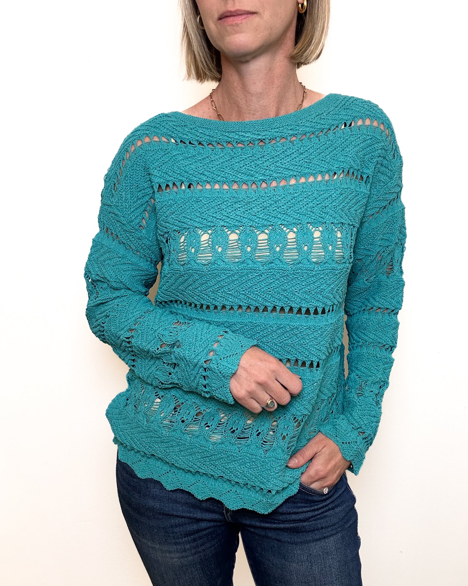 emerald crochet sweater