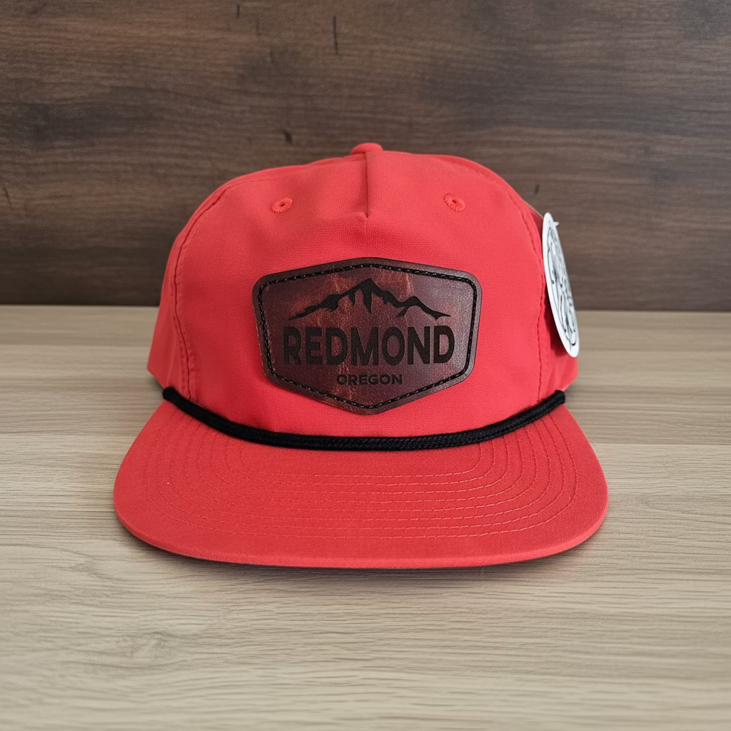 Orange flat bill ball cap