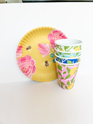 Lemon and Vines Melamine 12oz Cups