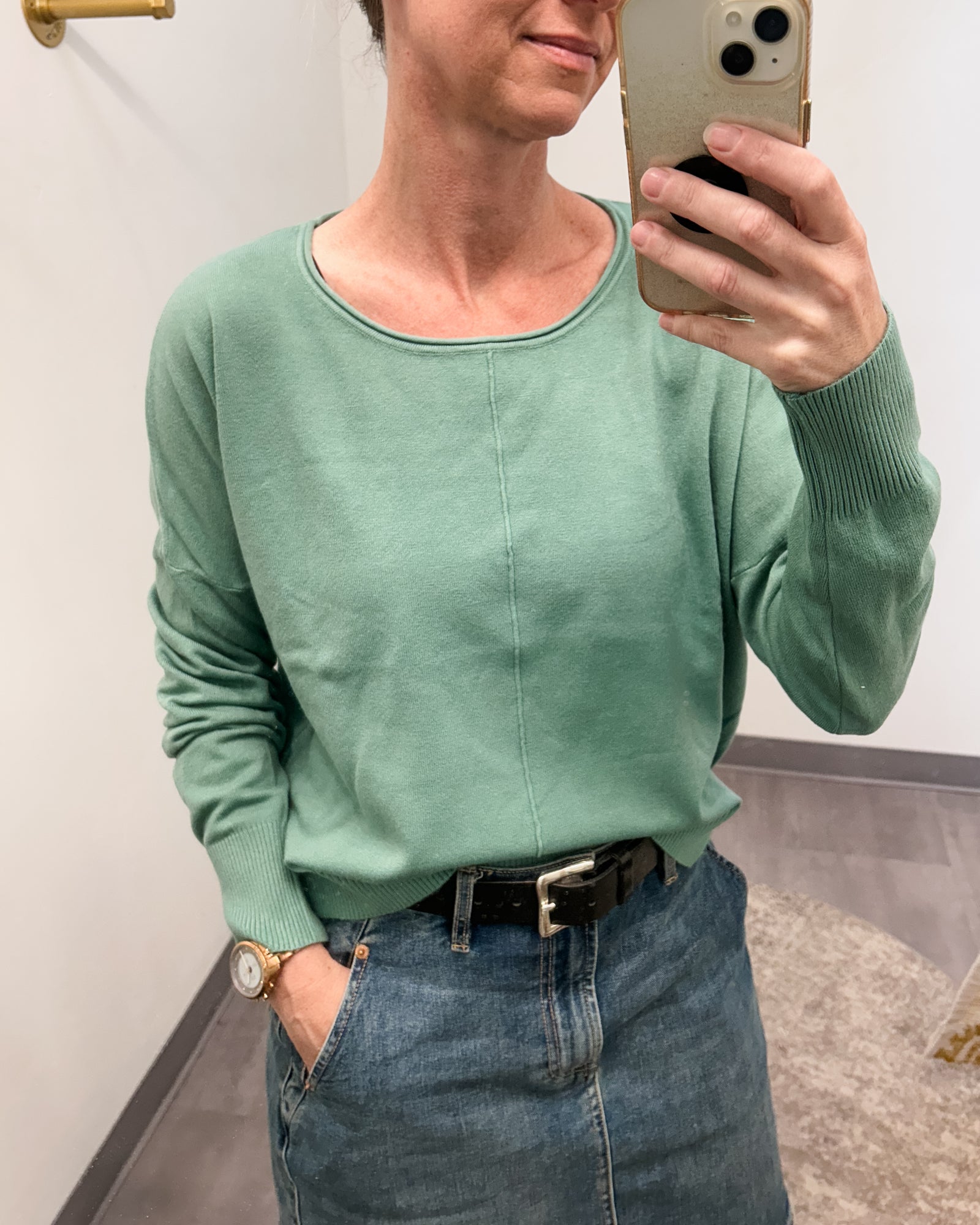 chive seamed sweater