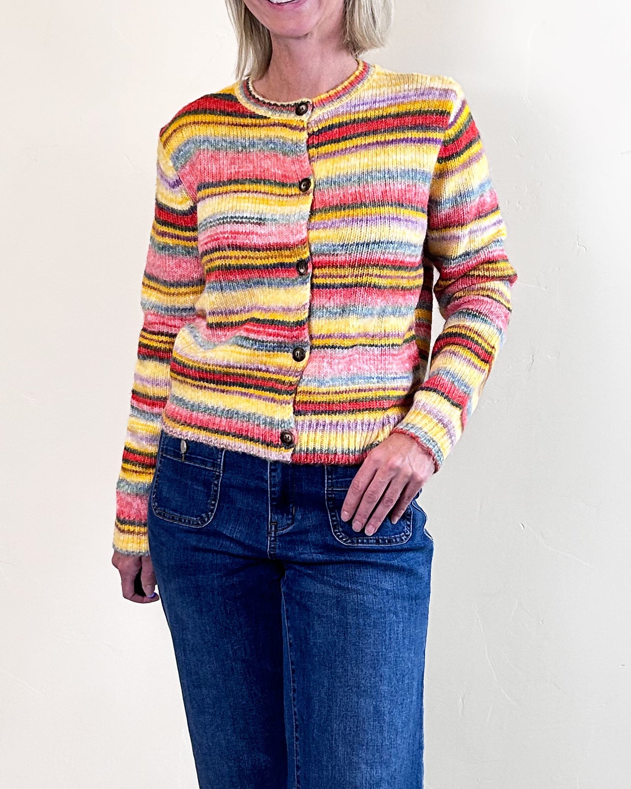 Multi Dye Stripe Cardigan