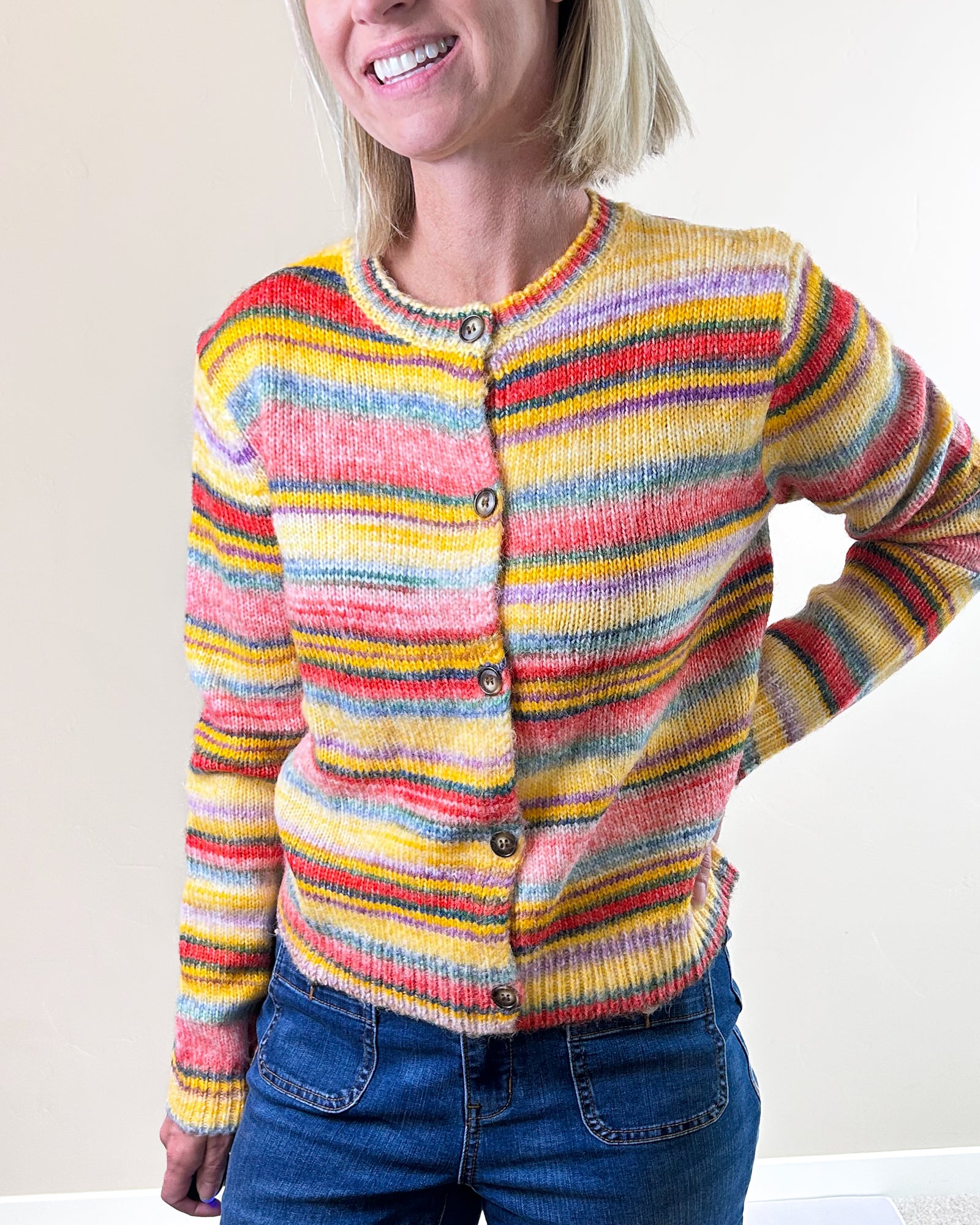 Multi Dye Stripe Cardigan