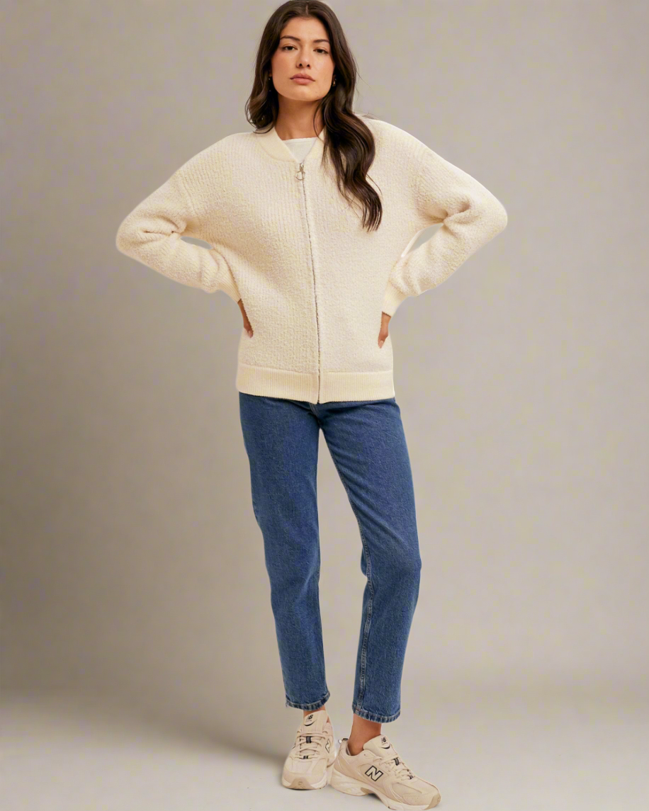 ivory bomber sweater