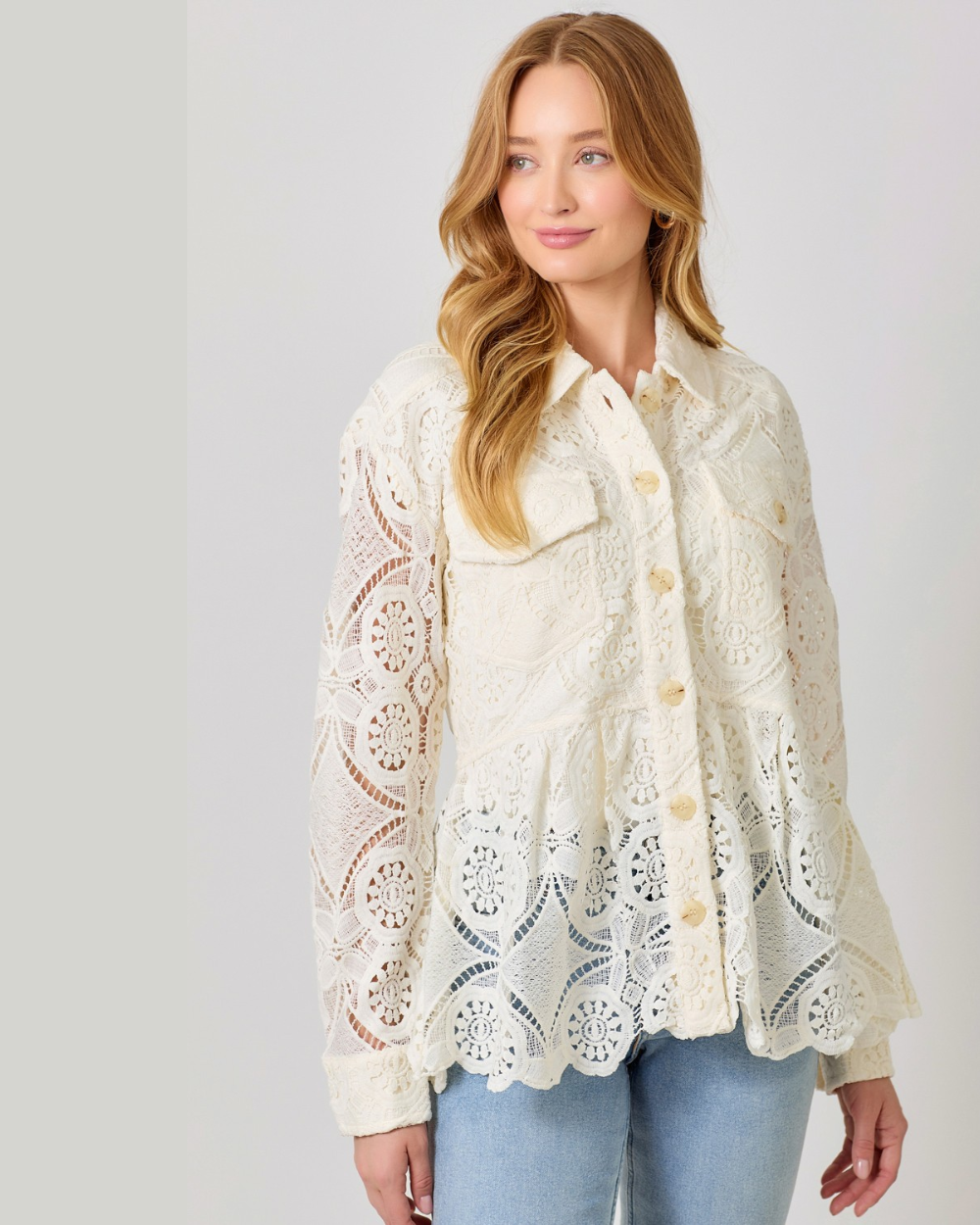 Ivory Lace Shacket