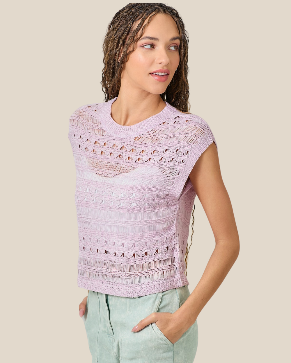 lavender knit vest
