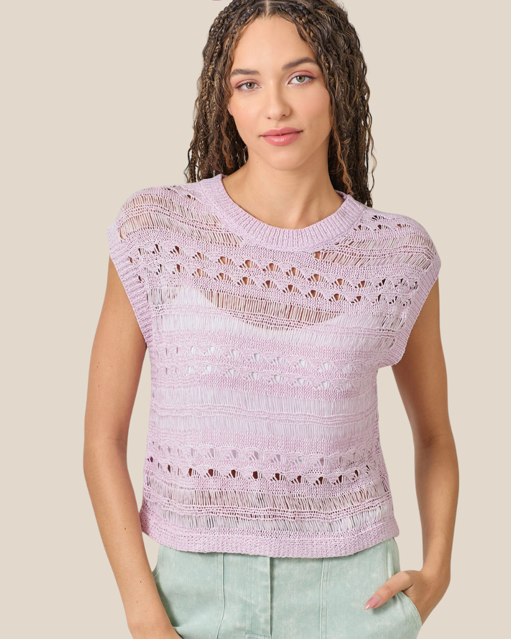 lavender knit vest