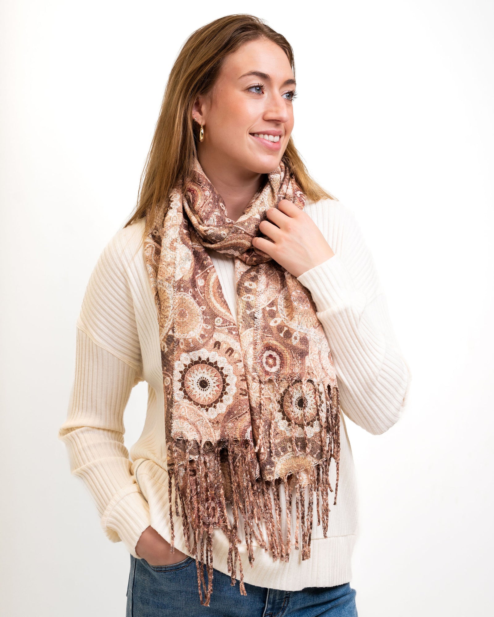 ornate beige scarf