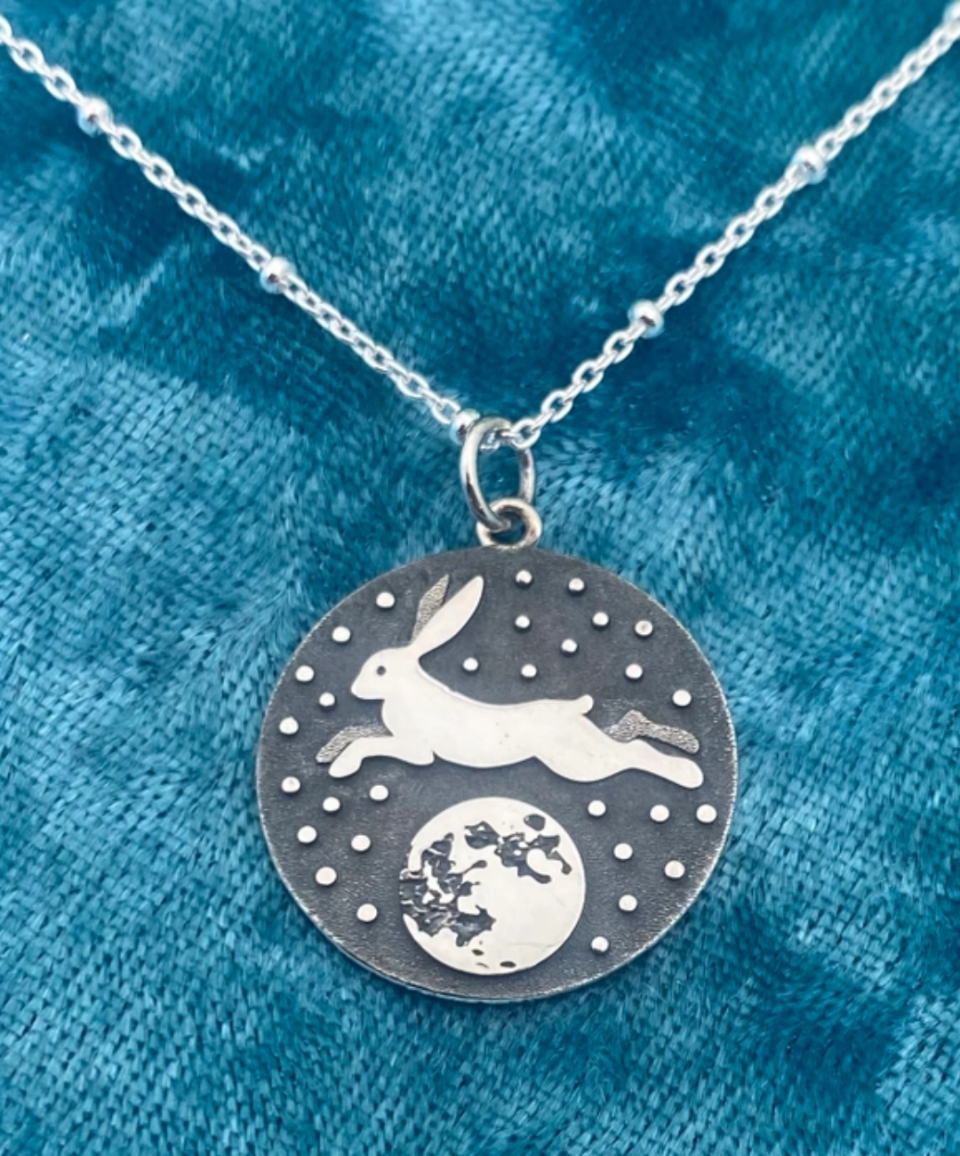rabbit over moon necklace