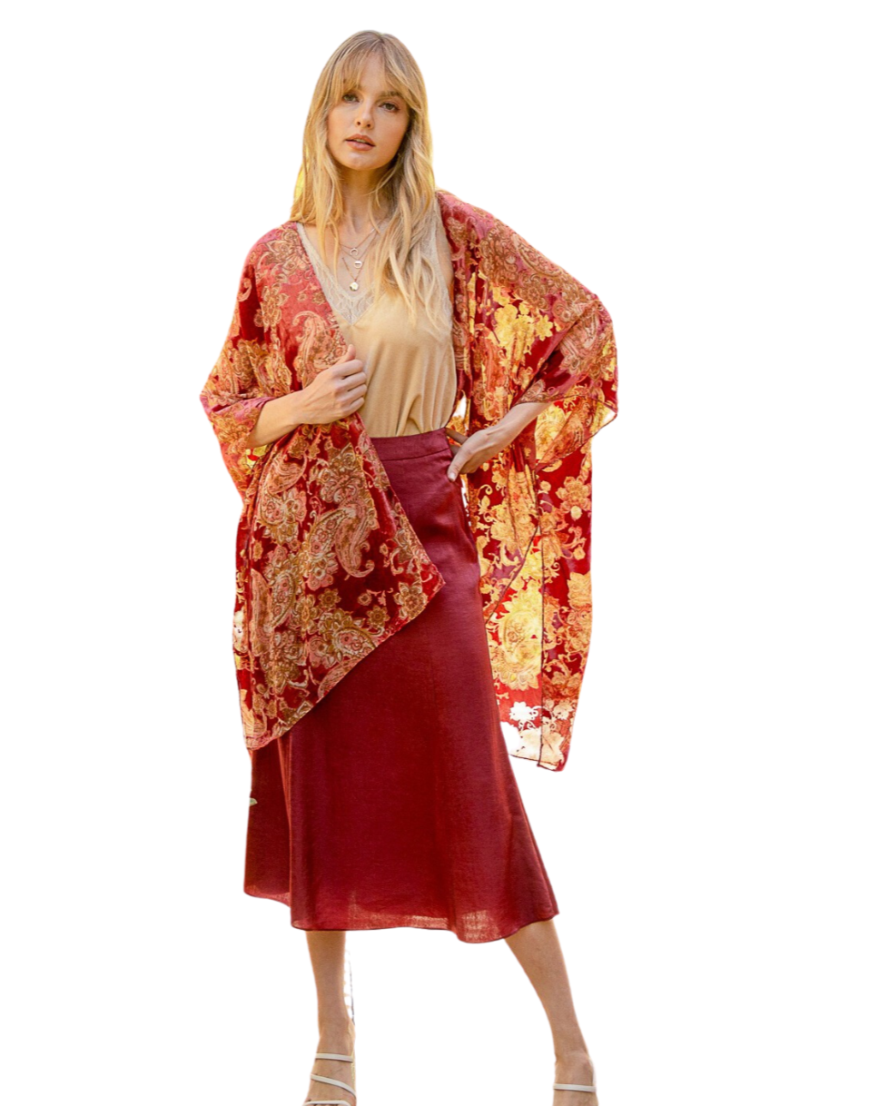 Burnout Velvet Kimono
