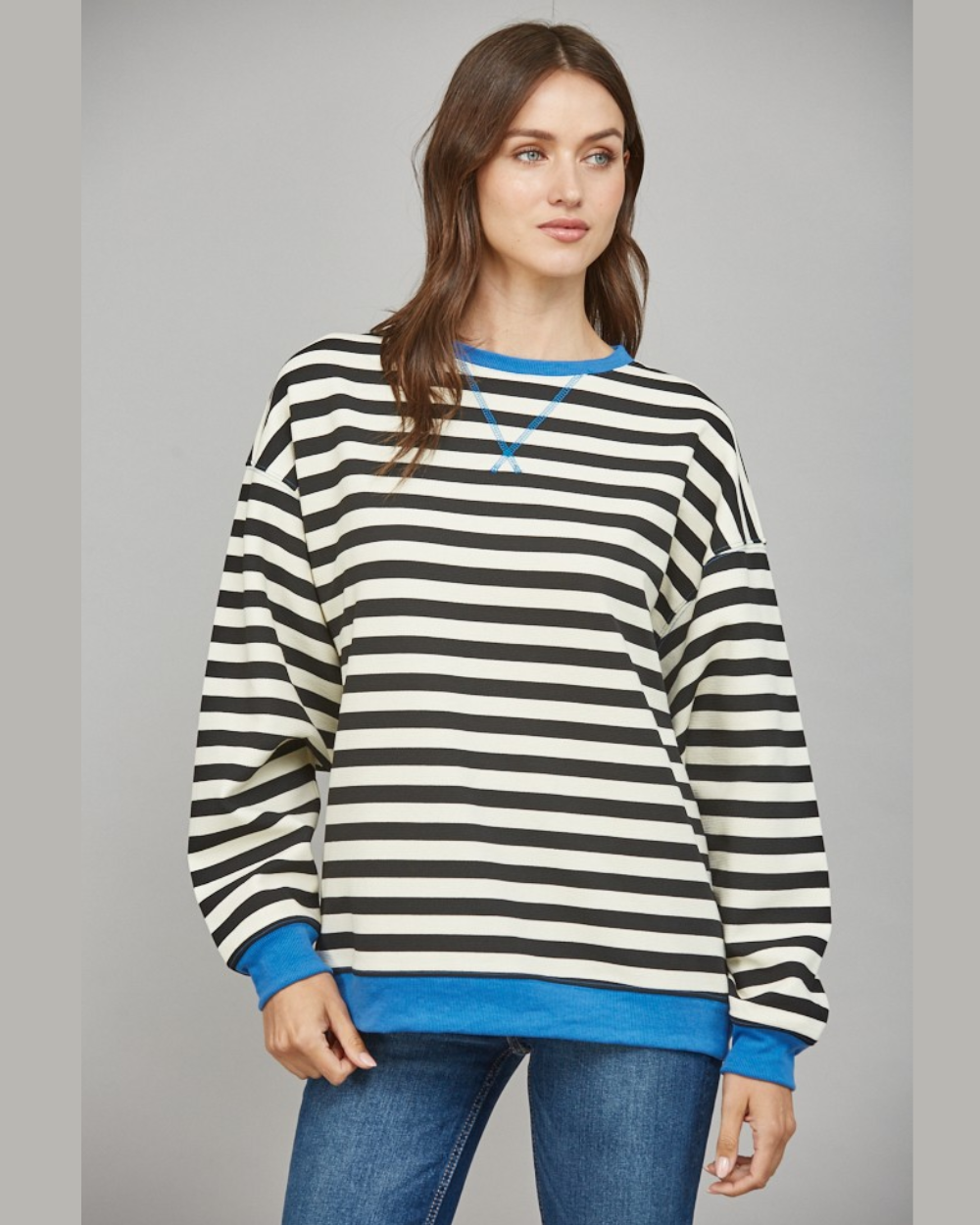 Stripe Contrast Sweatshirt