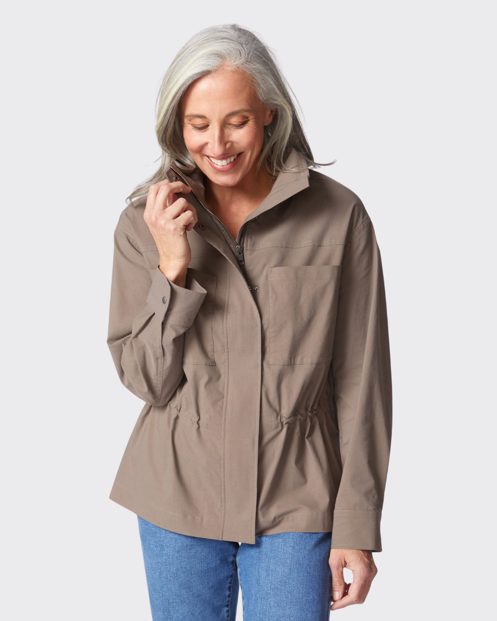 travel jacket in truffle