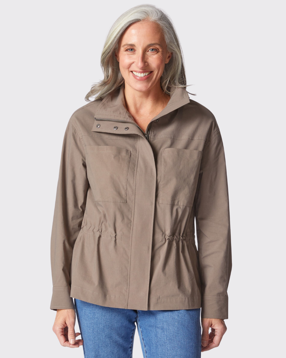 travel jacket in truffle