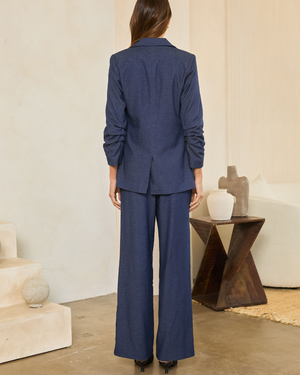 back of denim blazer
