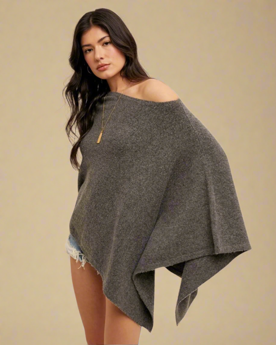 beige sweater poncho