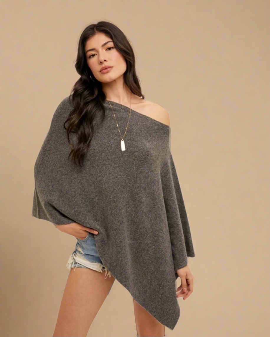 grey sweater poncho