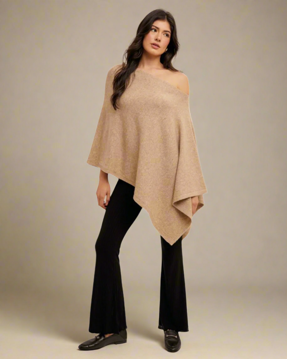 beige sweater poncho