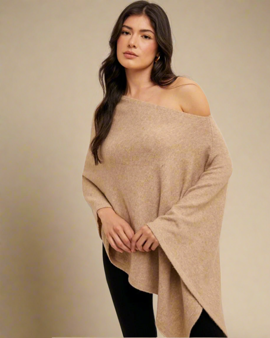 beige sweater poncho