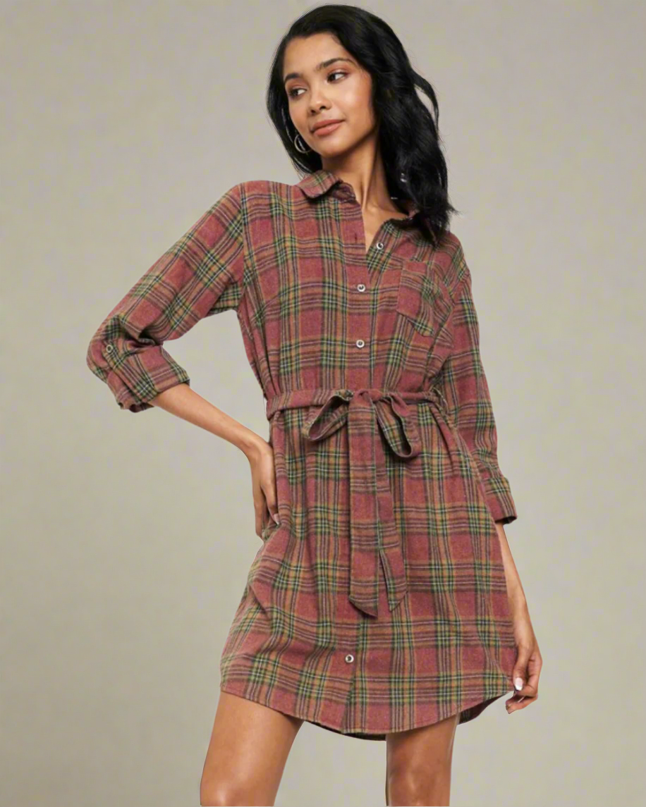 plaid dyed dress