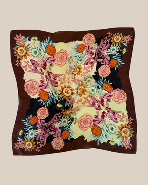 brown background floral scarf