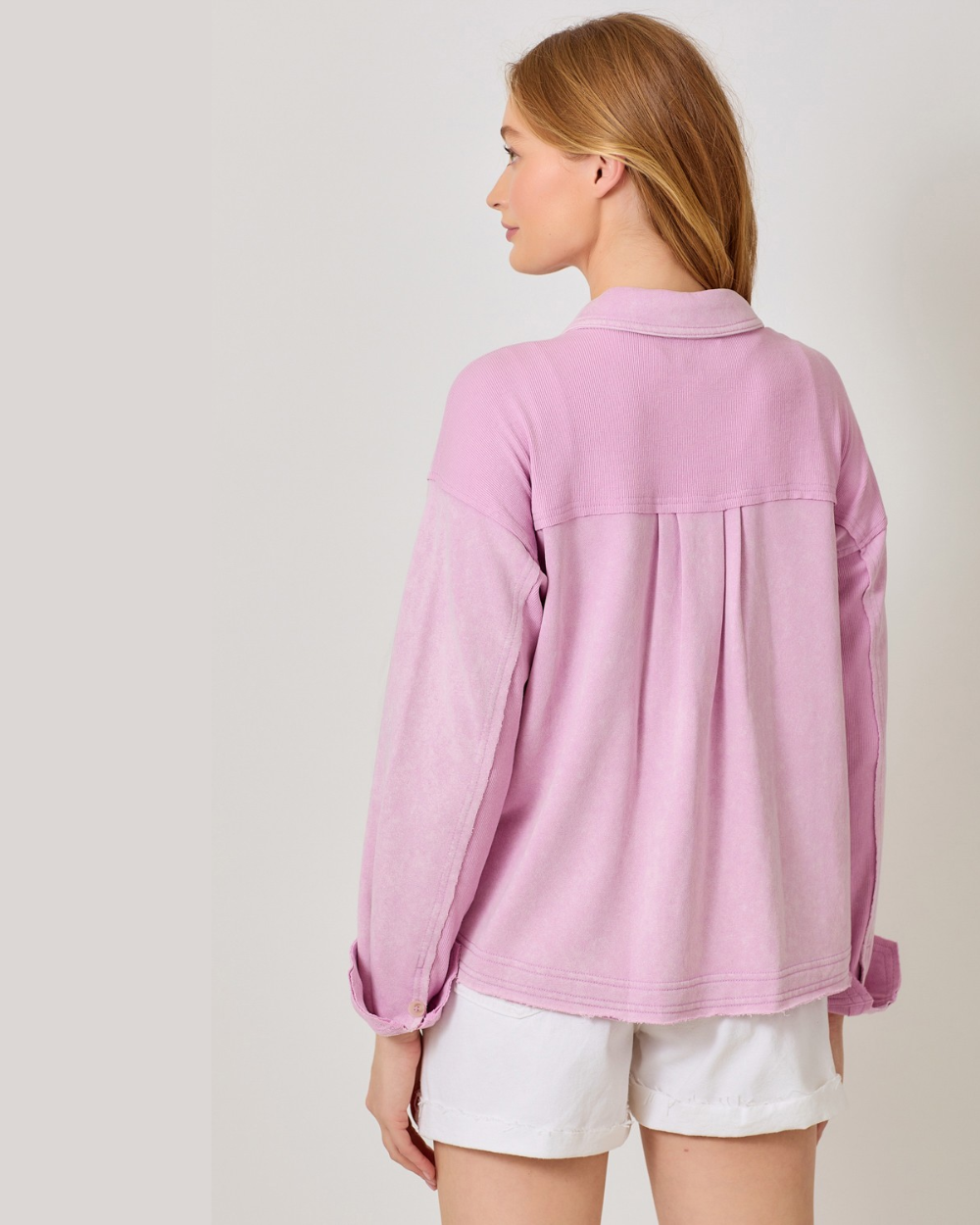 washed lavender shacket
