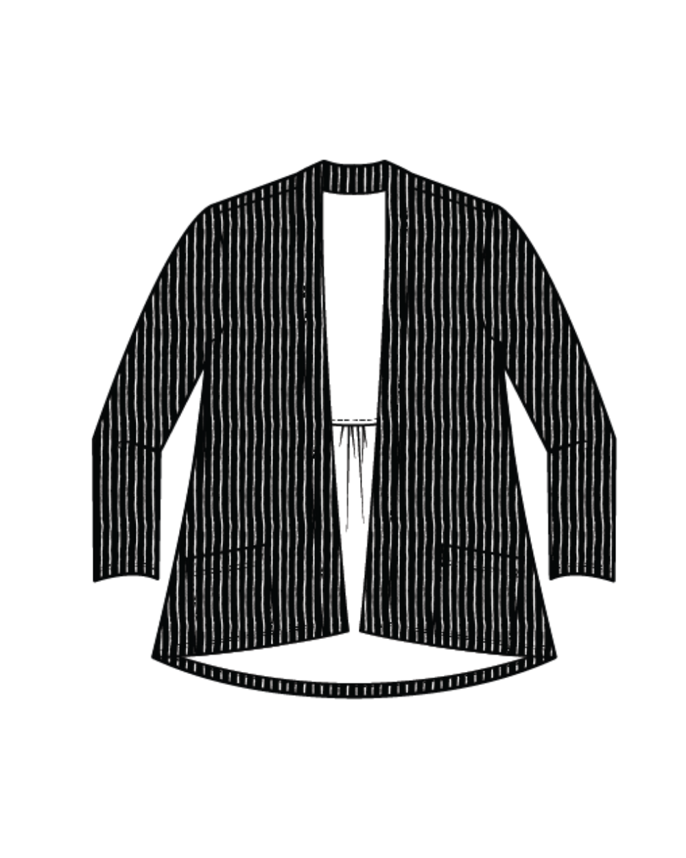 black and white shirred jacket construction