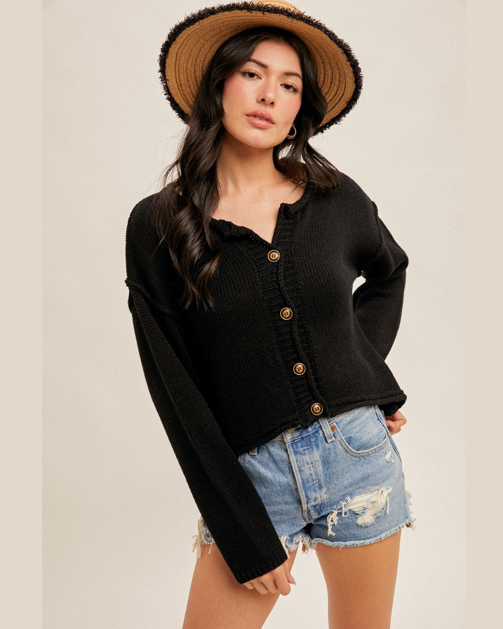 black boxy cardigan