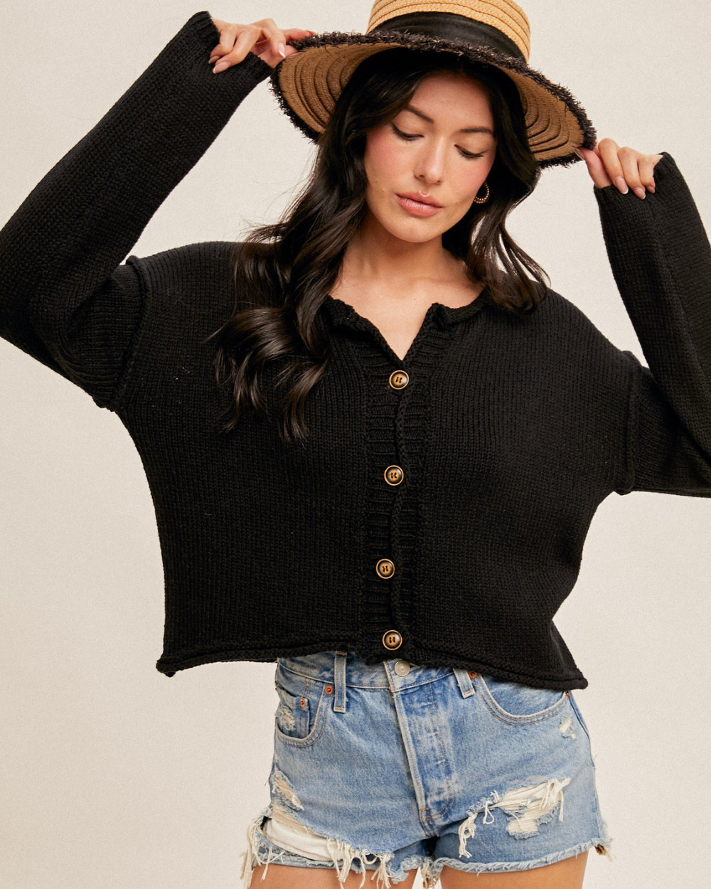 black boxy cardigan
