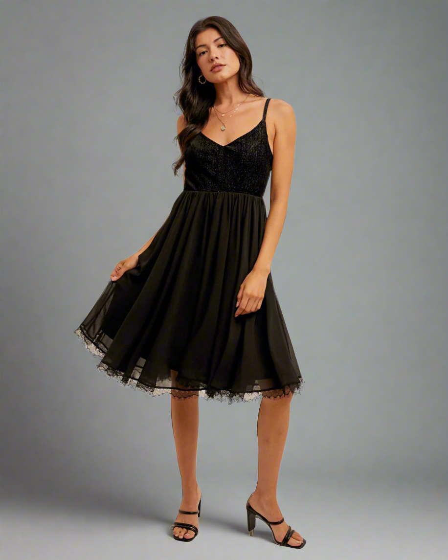 black chiffon dress