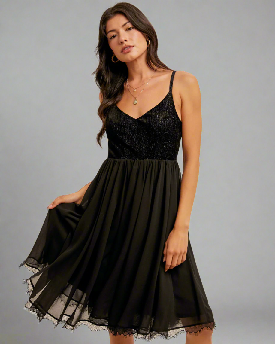 black chiffon dress